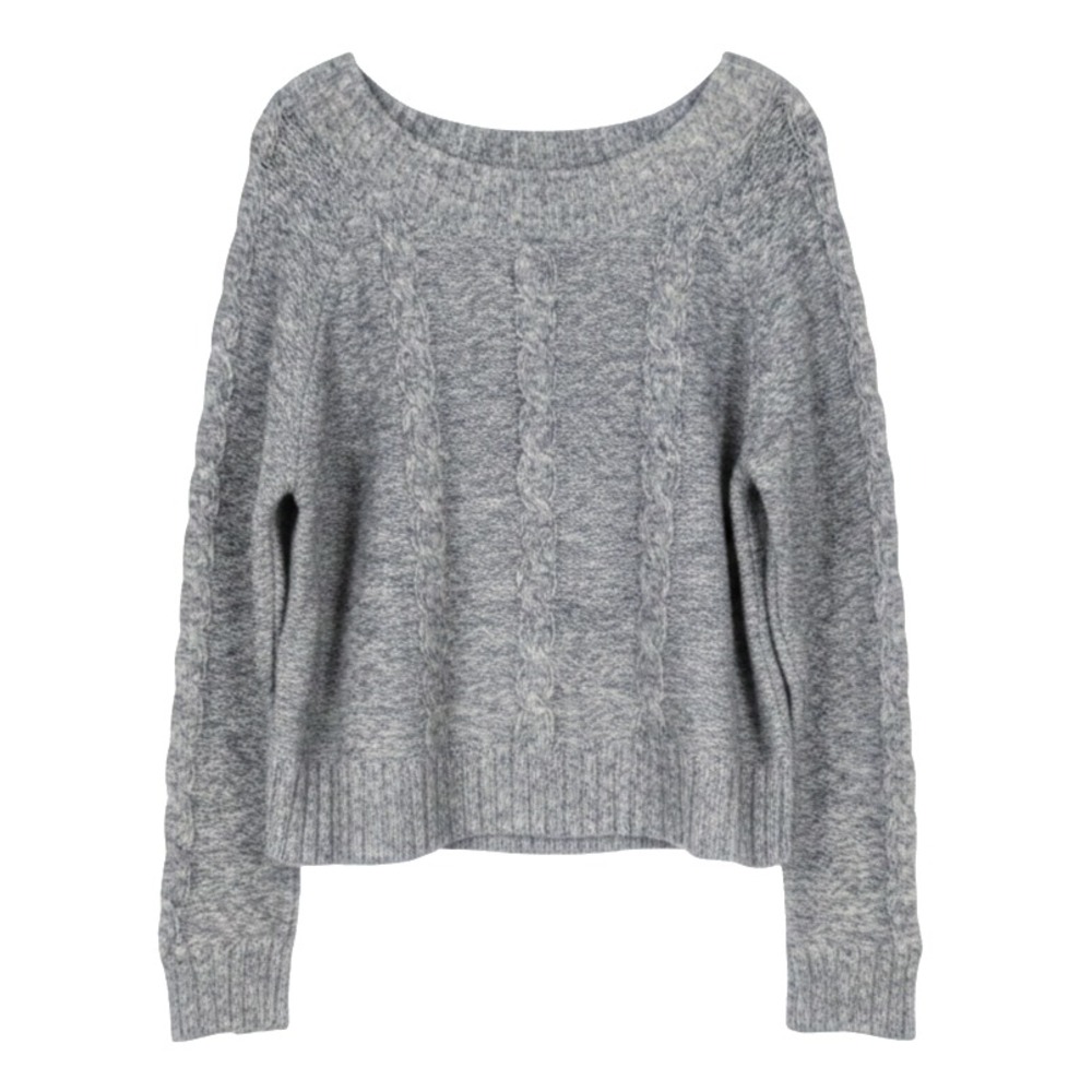NWT LIZ CLAIBORNE Heather Blue CABLE KNIT Ribbed Trim ROUND NECK Sweater Sz XL